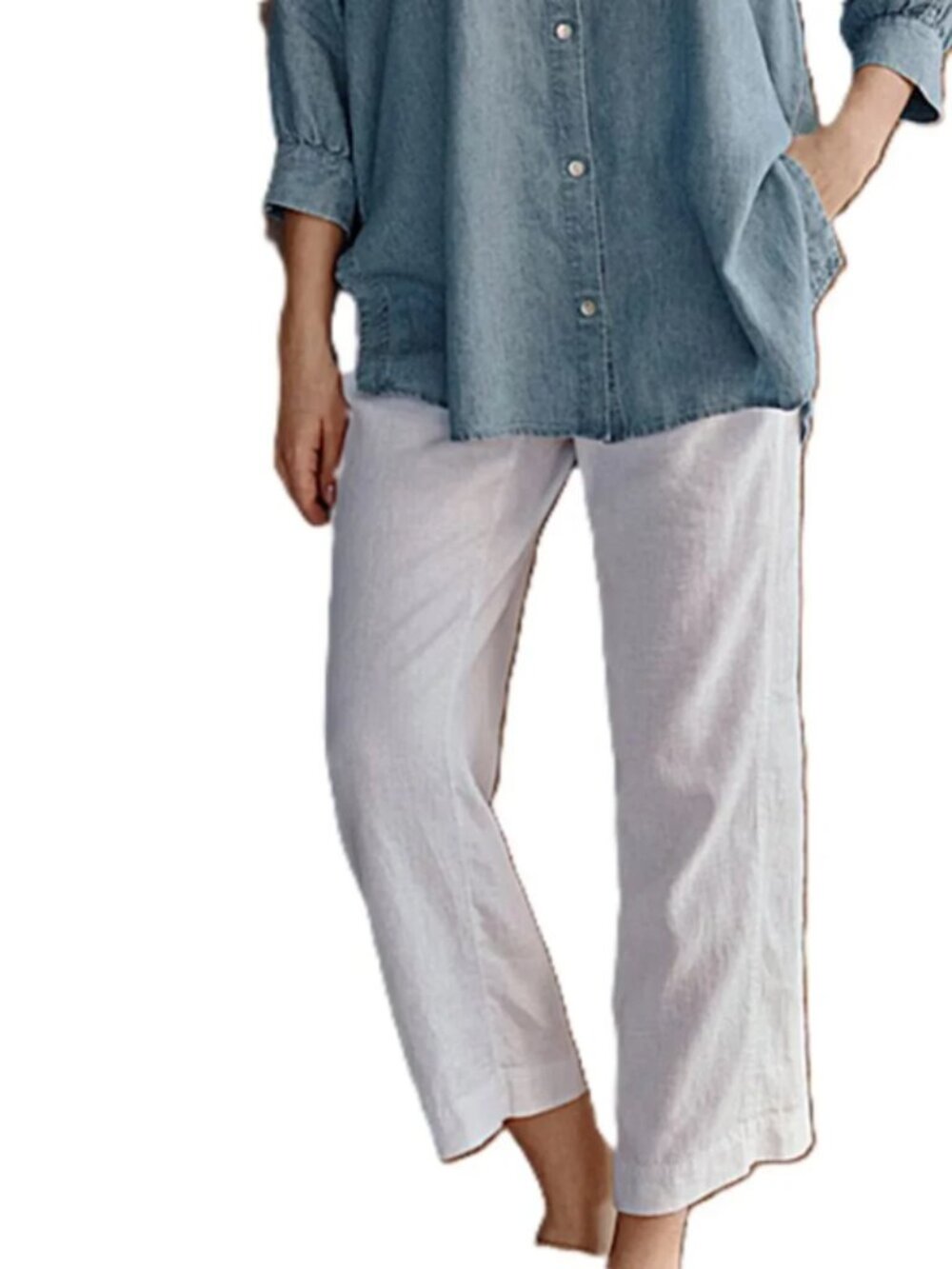 J. Jill White Love Linen Crop Pants size MP